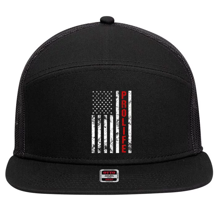 American Flag Pro Life 7 Panel Mesh Trucker Snapback Hat