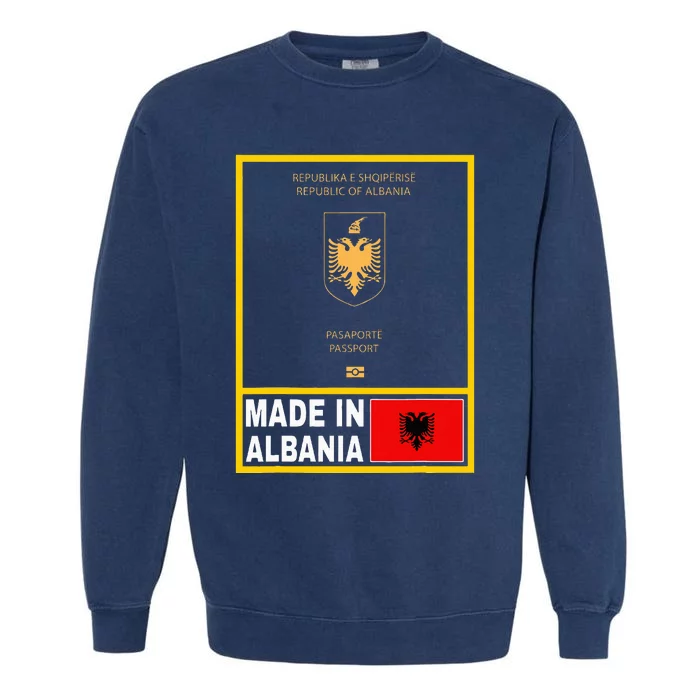 Albaniaalbania Flagalbania Passport Garment-Dyed Sweatshirt