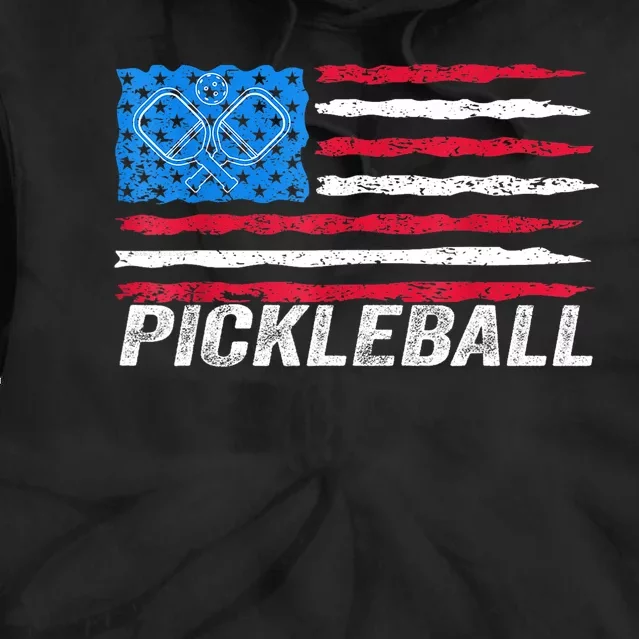 Amerrica Flag Pickleball Lover Pickle Ball Patriotic Pickleball Gift Tie Dye Hoodie