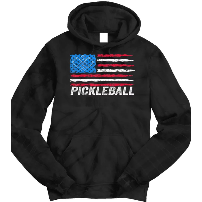 Amerrica Flag Pickleball Lover Pickle Ball Patriotic Pickleball Gift Tie Dye Hoodie