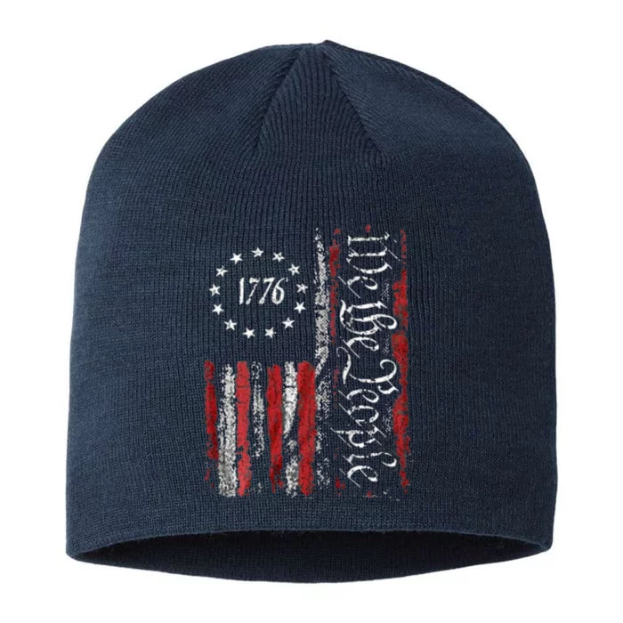 American Flag Patriotic 1776 We The People USA 8 1/2in Sustainable Knit Beanie