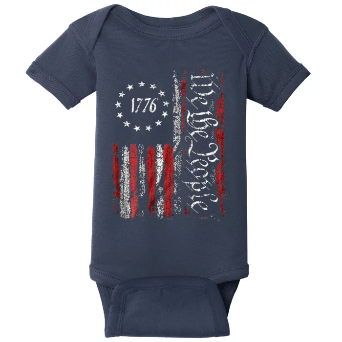 American Flag Patriotic 1776 We The People USA Baby Bodysuit