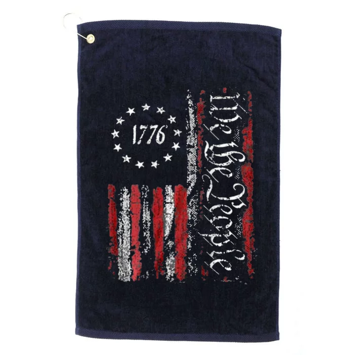 American Flag Patriotic 1776 We The People USA Platinum Collection Golf Towel