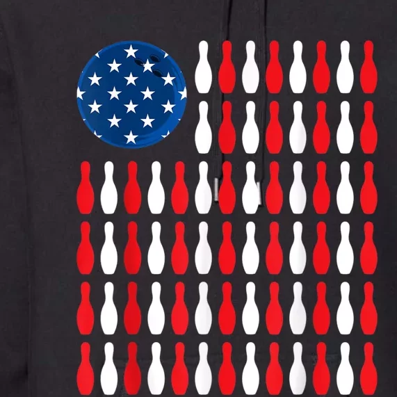 American Flag Patriotic Bowler & Bowling Premium Hoodie