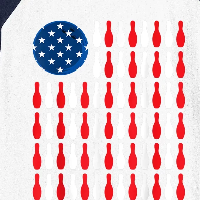 American Flag Patriotic Bowler & Bowling Baseball Sleeve Shirt