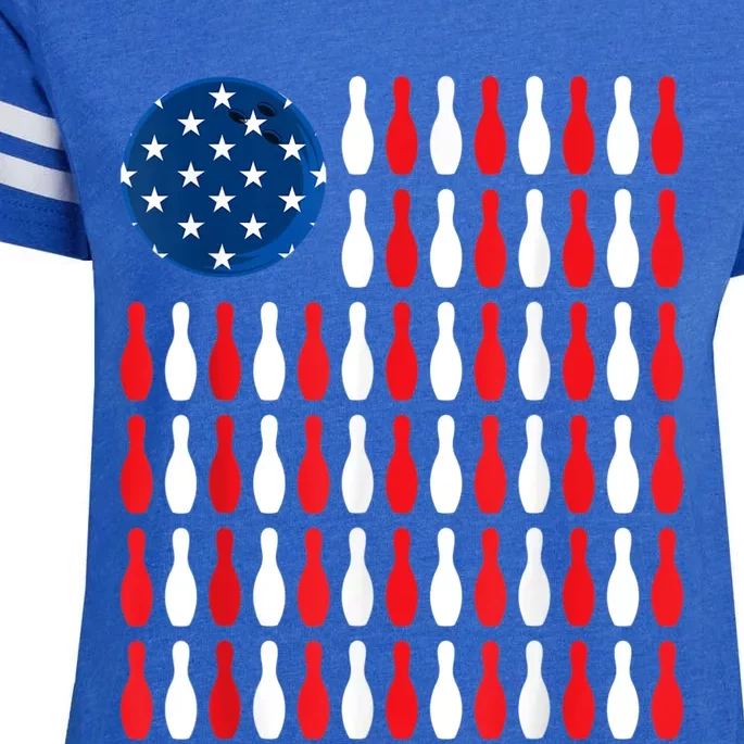 American Flag Patriotic Bowler & Bowling Enza Ladies Jersey Football T-Shirt