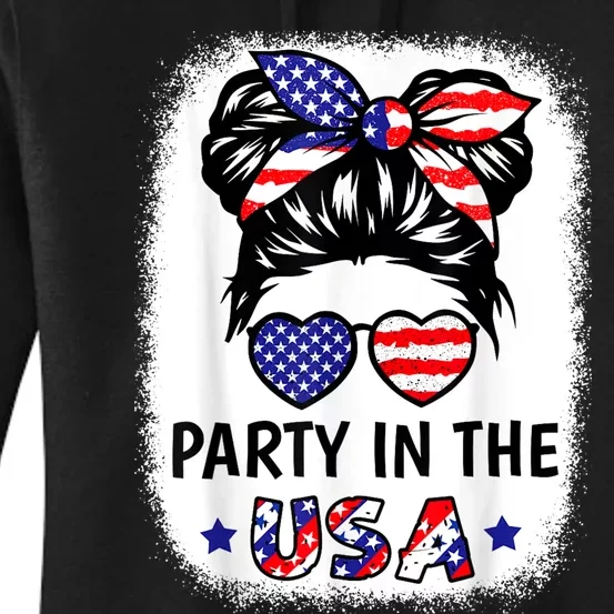 American Flag Party In Usa 4th July Patriotic Women's Pullover Hoodie