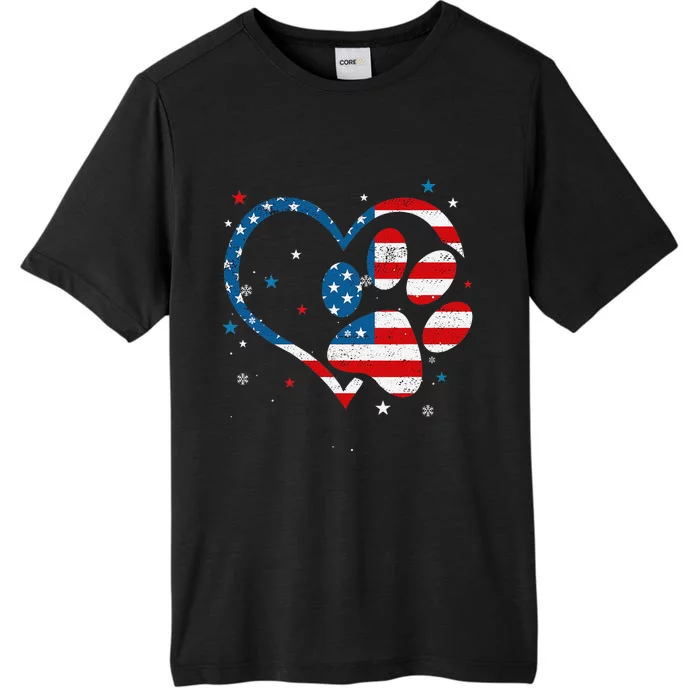 American Flag Patriotic Dog & Cat Paw Print 4th Of July ChromaSoft Performance T-Shirt