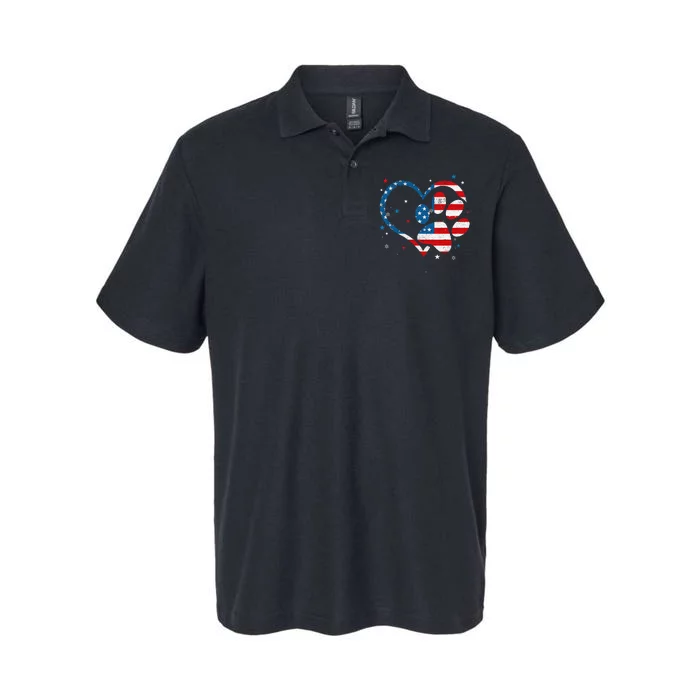 American Flag Patriotic Dog & Cat Paw Print 4th Of July Softstyle Adult Sport Polo