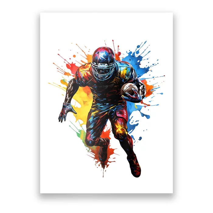 American Football Player Paint Poster