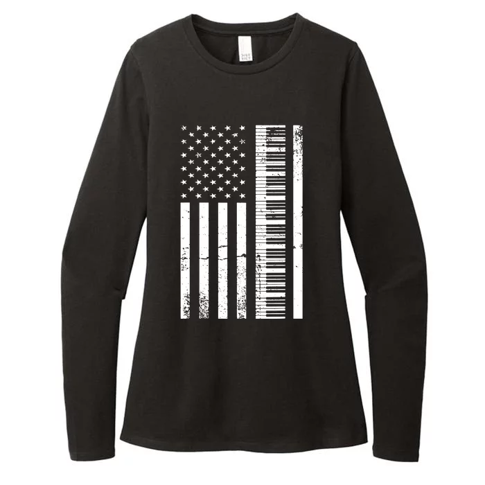 American Flag Piano Piano Player Lover Gift Womens CVC Long Sleeve Shirt