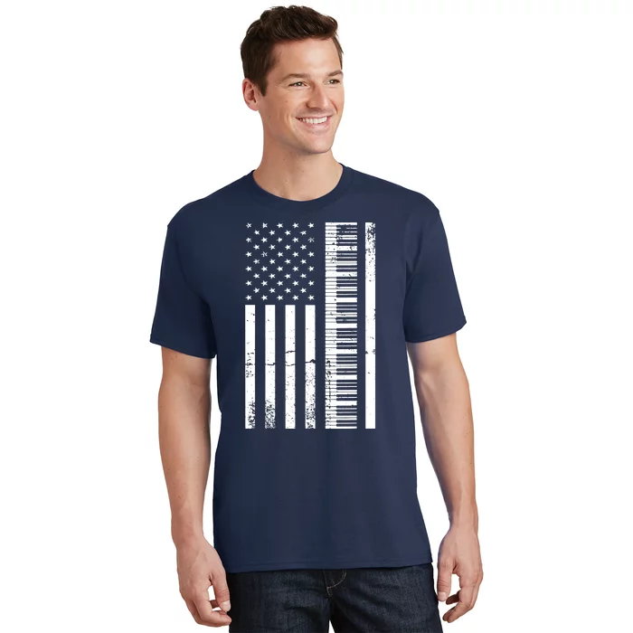 American Flag Piano Piano Player Lover Gift T-Shirt