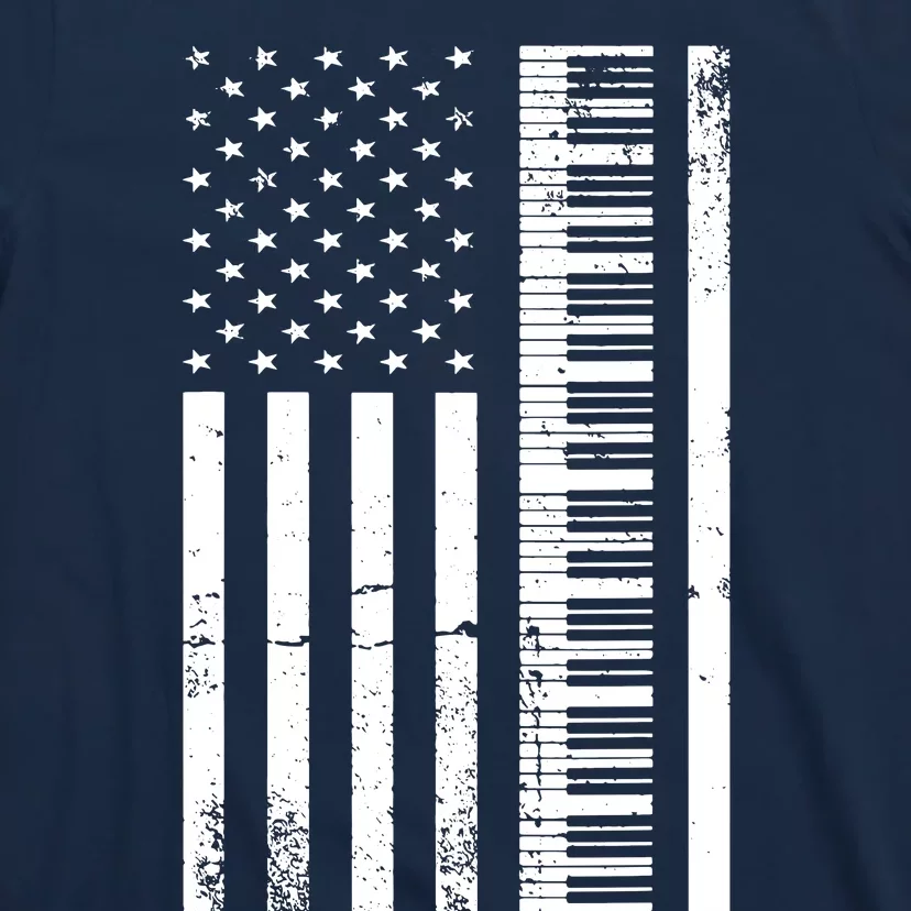 American Flag Piano Piano Player Lover Gift T-Shirt