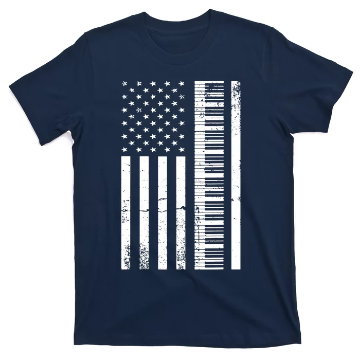 American Flag Piano Piano Player Lover Gift T-Shirt