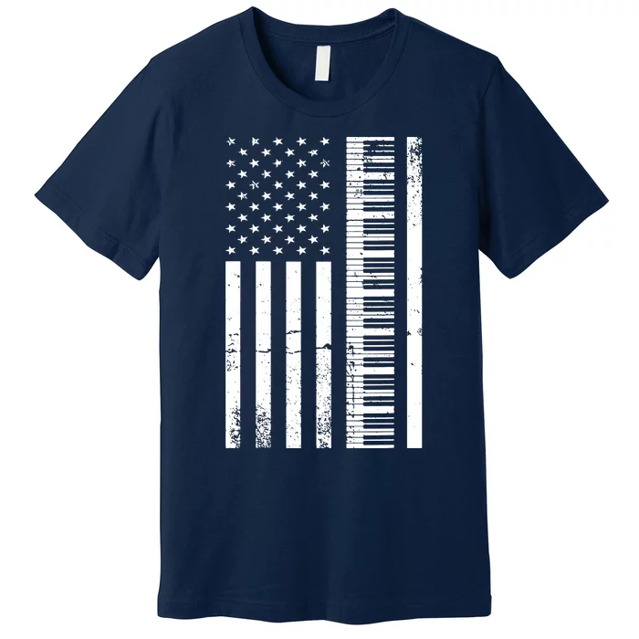 American Flag Piano Piano Player Lover Gift Premium T-Shirt