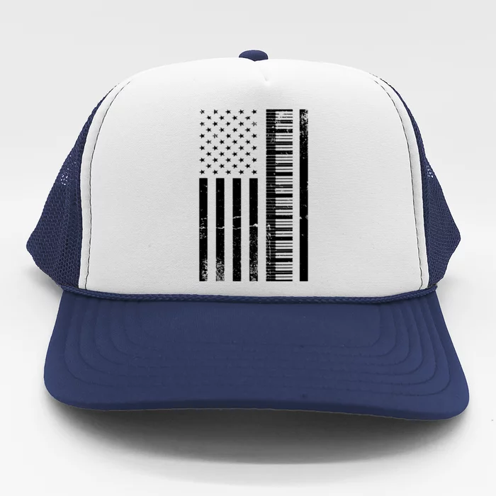 American Flag Piano Piano Player Lover Gift Trucker Hat