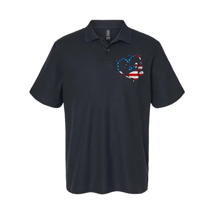 American Flag Patriotic Dog & Cat Paw Print 4th Of July Softstyle Adult Sport Polo