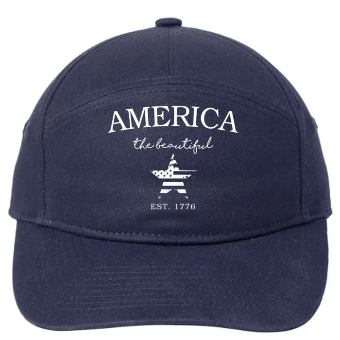 American Flag Patriotic Usa Flag America The Beautiful Great Gift 7-Panel Snapback Hat