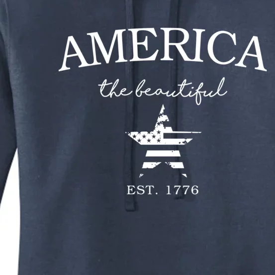 American Flag Patriotic Usa Flag America The Beautiful Great Gift Women's Pullover Hoodie