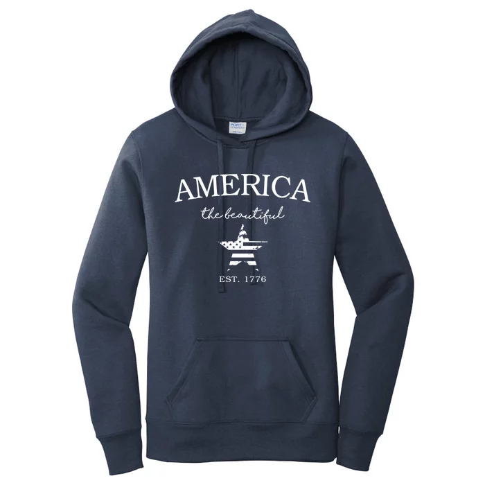 American Flag Patriotic Usa Flag America The Beautiful Great Gift Women's Pullover Hoodie