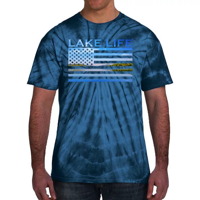 American Flag Patriot Fishing At The Lake This Is Lake Life Tie-Dye T-Shirt