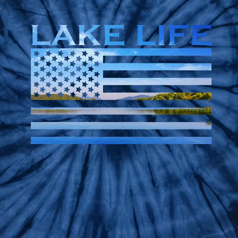 American Flag Patriot Fishing At The Lake This Is Lake Life Tie-Dye T-Shirt