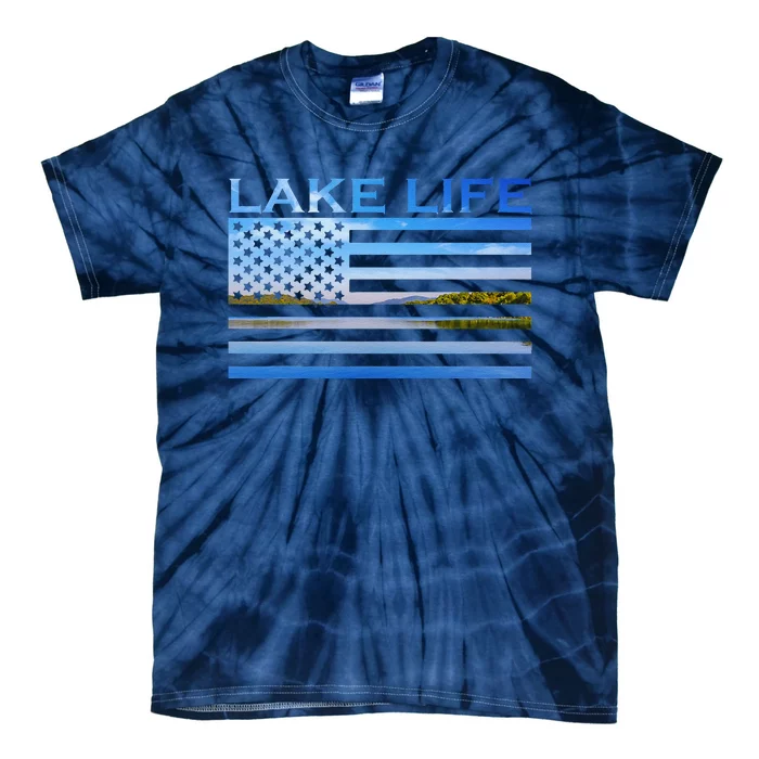 American Flag Patriot Fishing At The Lake This Is Lake Life Tie-Dye T-Shirt