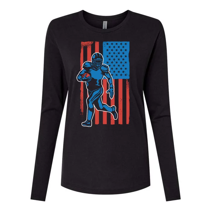 American Football Player Flag Womens Cotton Relaxed Long Sleeve T-Shirt