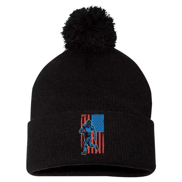 American Football Player Flag Pom Pom 12in Knit Beanie