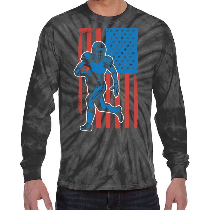 American Football Player Flag Tie-Dye Long Sleeve Shirt