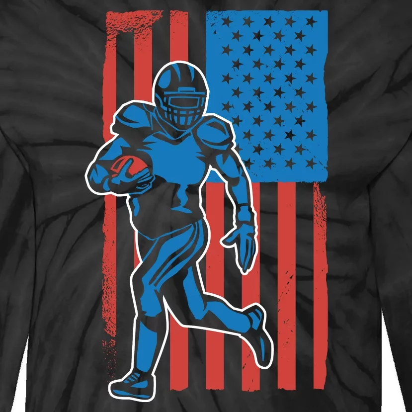 American Football Player Flag Tie-Dye Long Sleeve Shirt