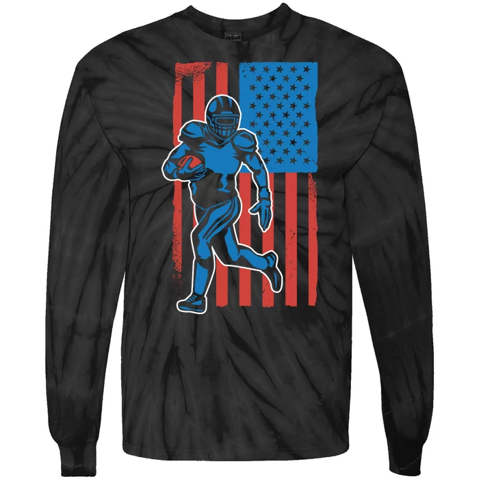 American Football Player Flag Tie-Dye Long Sleeve Shirt