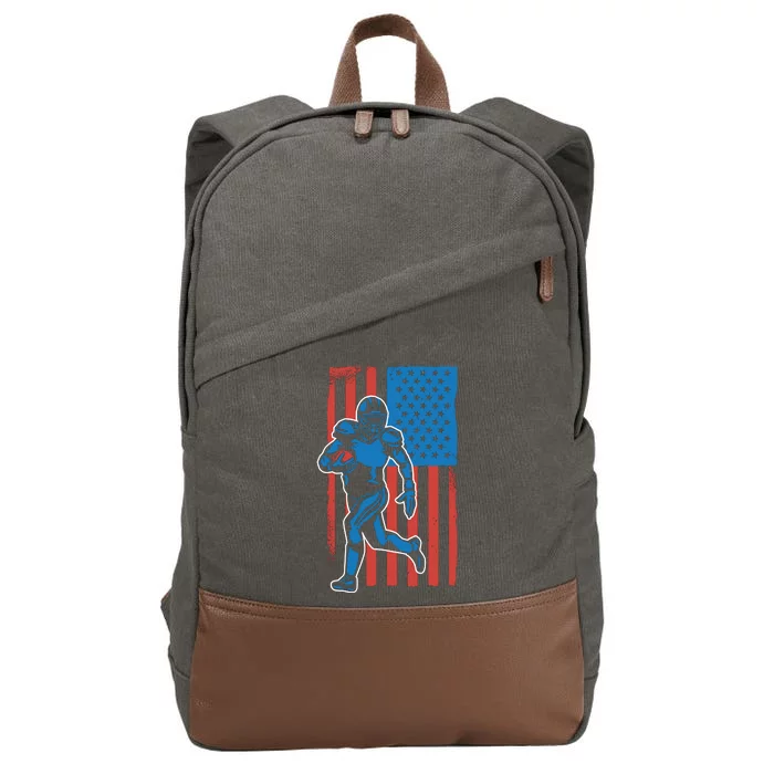 American Football Player Flag Cotton Canvas Backpack