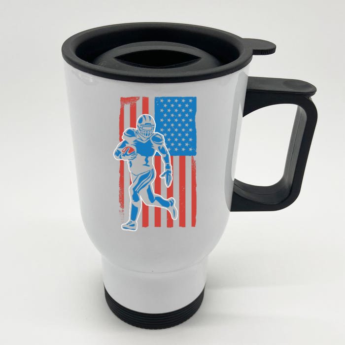 American Football Player Flag Front & Back Stainless Steel Travel Mug