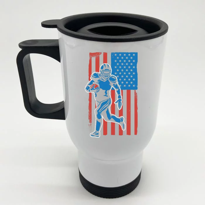 American Football Player Flag Front & Back Stainless Steel Travel Mug