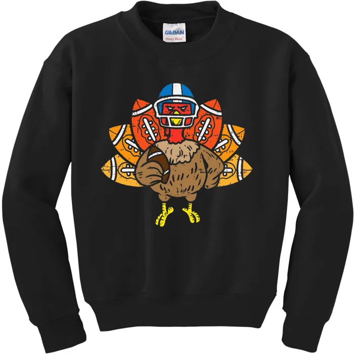 American Football Player Turkey Thanksgiving Day Sport Gift Kids Sweatshirt