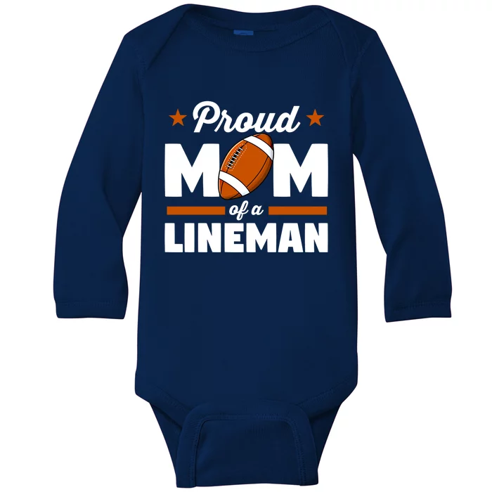 American Football Player Mommy Proud Mom Of A Line Cool Gift Baby Long Sleeve Bodysuit