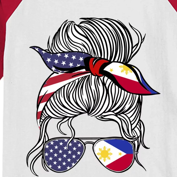 American Filipina Patriot Flag Philippines Grown Gift Kids Colorblock Raglan Jersey