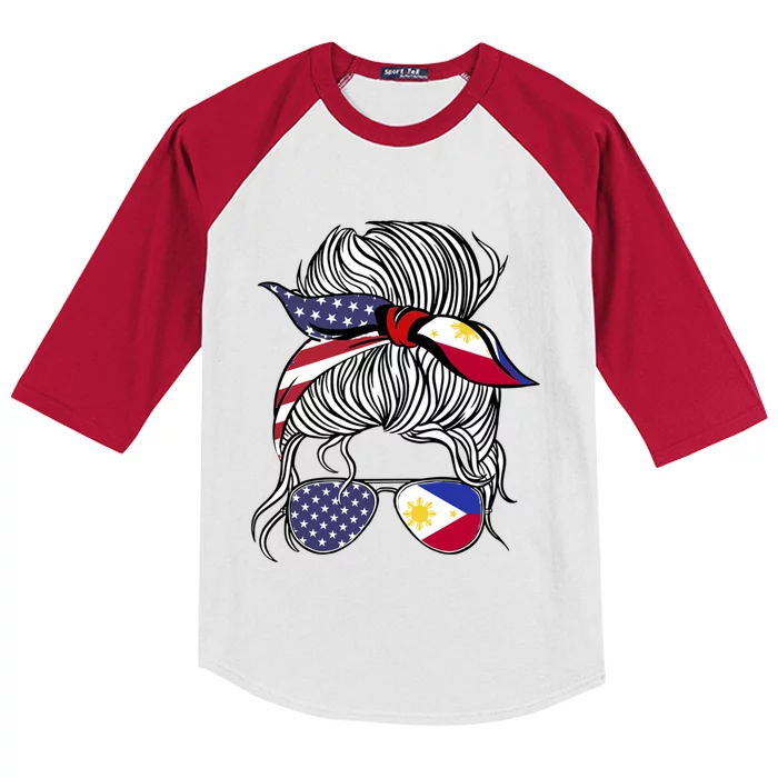 American Filipina Patriot Flag Philippines Grown Gift Kids Colorblock Raglan Jersey