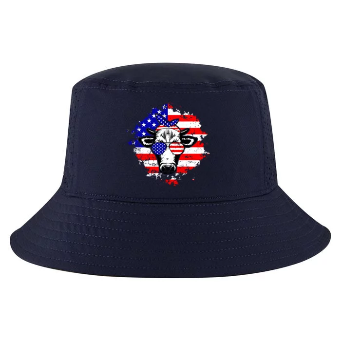 American Flag Patriot Cow Lover Farm Farming 4th Of July Cool Gift Cool Comfort Performance Bucket Hat