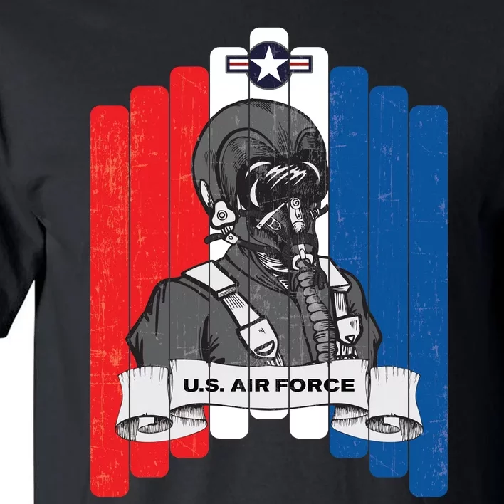 Air Force Pilot 4th Of July USAF American Flag Airman Tall T-Shirt