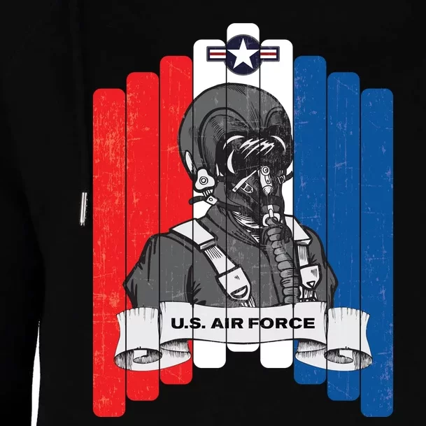 Air Force Pilot 4th Of July USAF American Flag Airman Womens Funnel Neck Pullover Hood