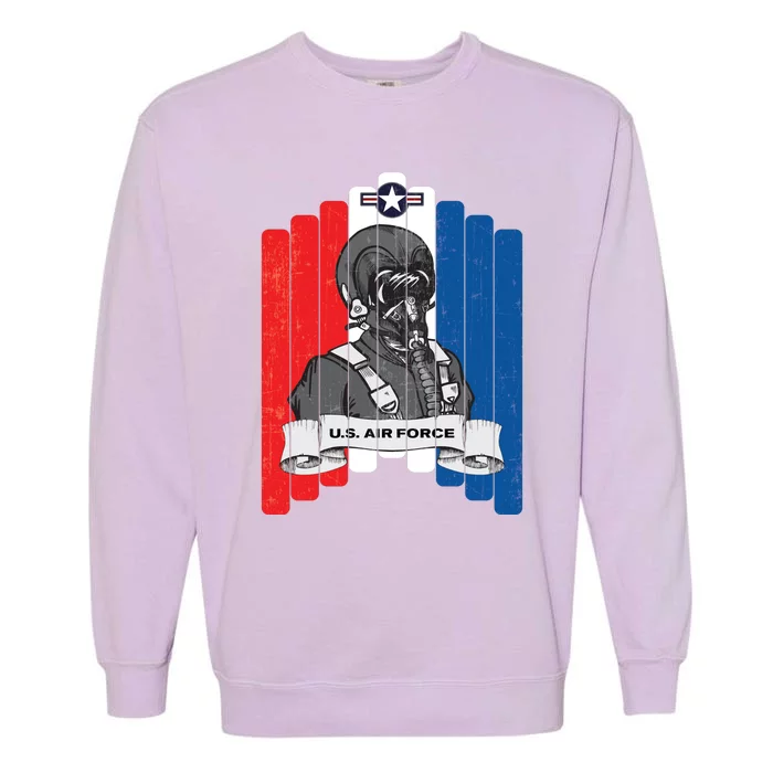 Air Force Pilot 4th Of July USAF American Flag Airman Garment-Dyed Sweatshirt