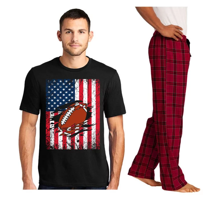 American Football Patriotic 4th Of July American Flag Gift Pajama Set