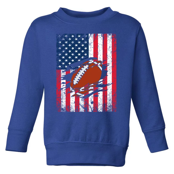 American Football Patriotic 4th Of July American Flag Gift Toddler Sweatshirt