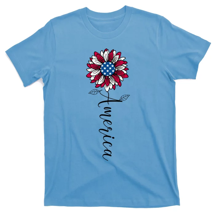 American Flag Patriotic 1776 Sunflower Usa Flag America Great Gift T-Shirt