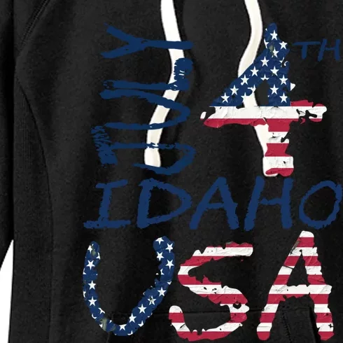 American Flag Patriotic July 4th Holiday Idaho State Gift Meaningful Gift Women's Fleece Hoodie