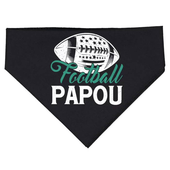 American Football Papou Happy FatherS Day Dad Grandpa Gift USA-Made Doggie Bandana