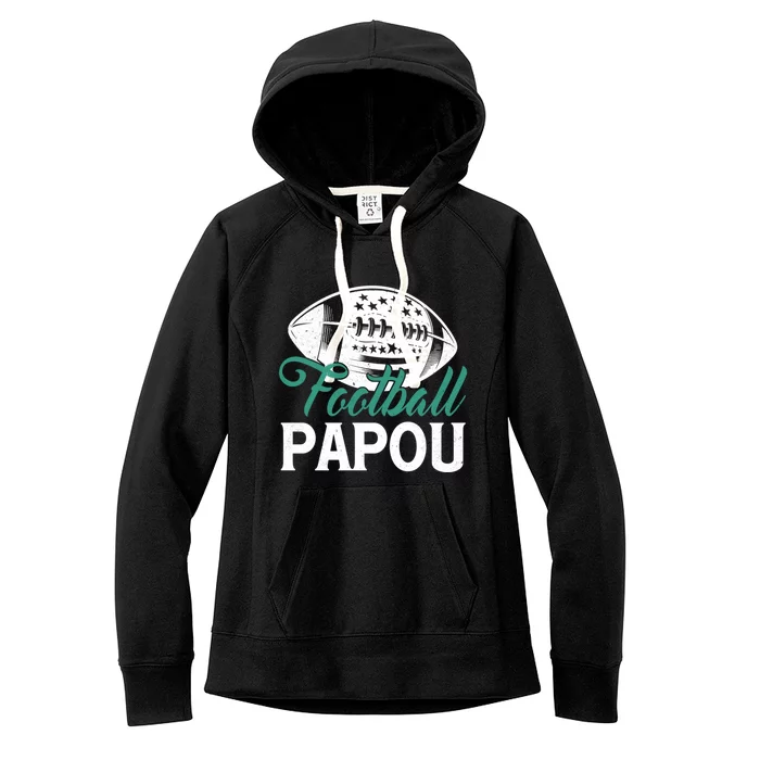 American Football Papou Happy FatherS Day Dad Grandpa Gift Women's Fleece Hoodie