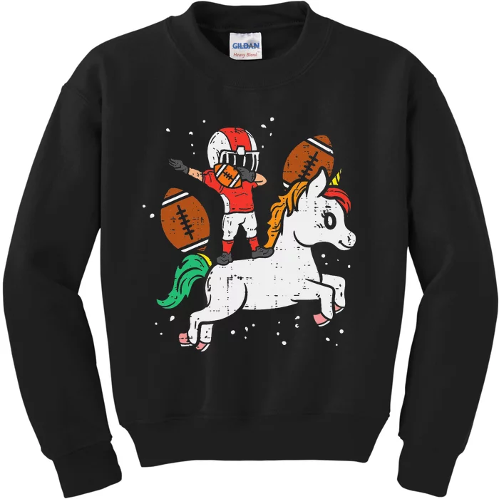 American Football Player Dab Unicorn Cute Sports Kids Sweatshirt